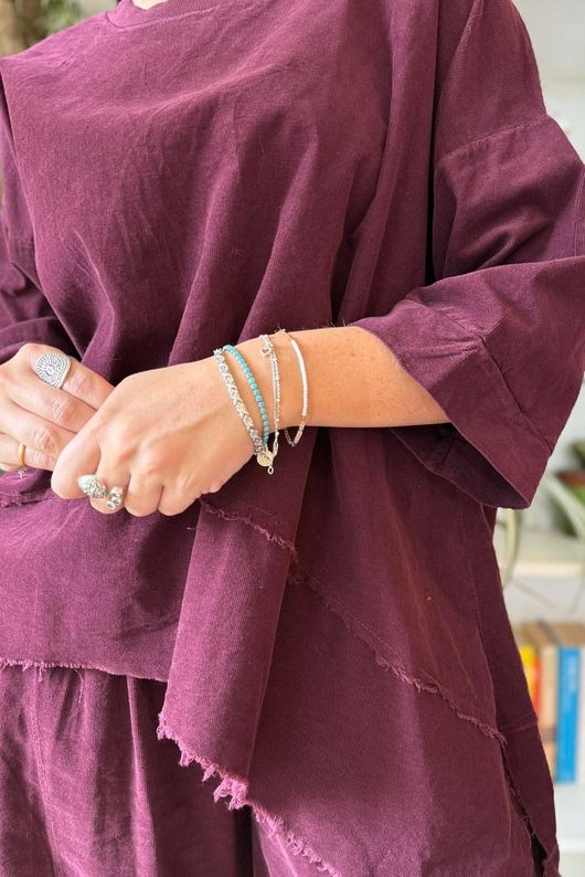 Lock Needlecord Panel Dip Side Top Aubergine